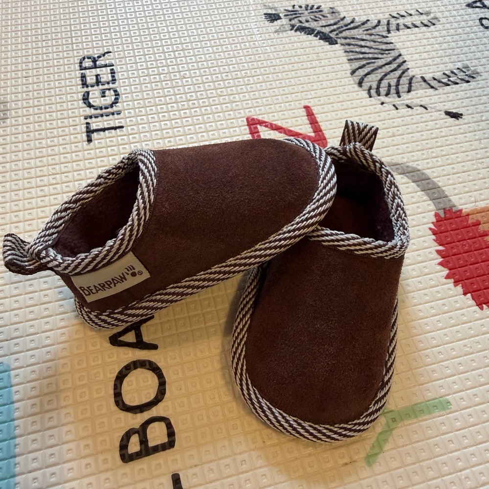 BearPaw Brown Infant Slip-On Cozy Moccasin Slippers